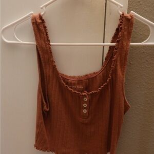 American Eagle Outfitters Brown Ribbed Tank Top